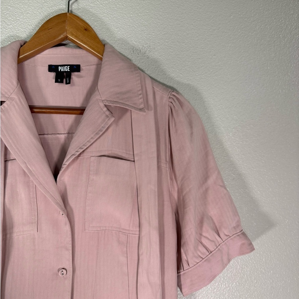 PAIGE mayslie shirt dress in blush size small D23 - Picture 8 of 11